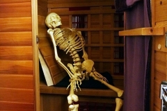 Mr. Bones in the sauna